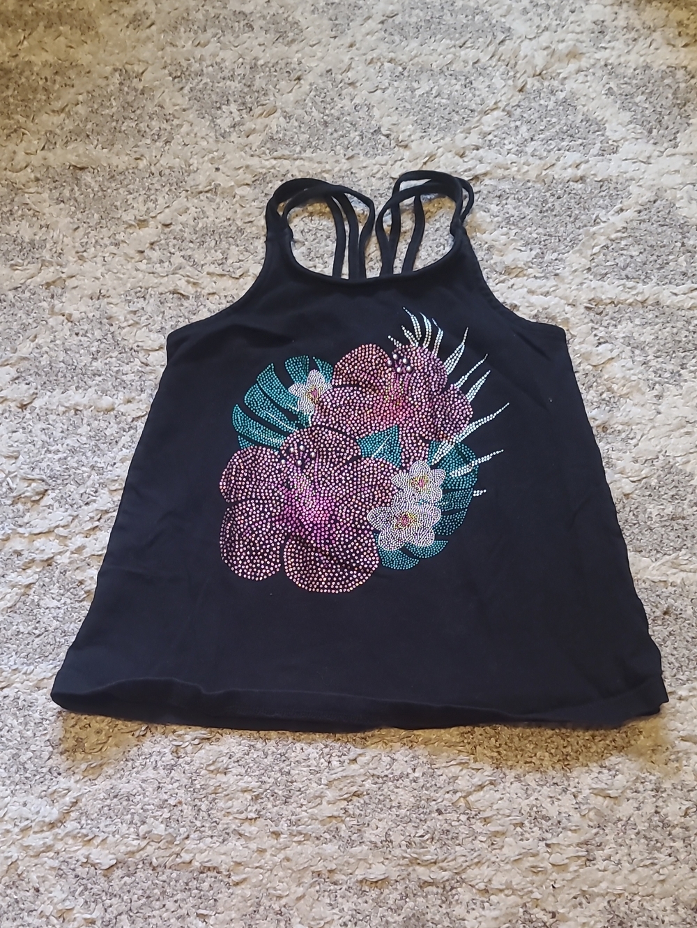 10 for $25 - The Children's Place Girls Small (5/6) Black Tank Top with Flower